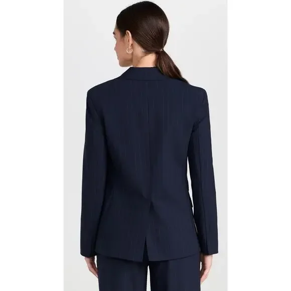 THEORY Tailor Blazer Pinstripe Navy Wool Jacket - Picture 4 of 16